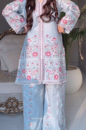 Womens Ethnic Faux Georgette Embroidered White Kurta Set with Dupatta ||Latest Top,Plazzo &Dupatta Set