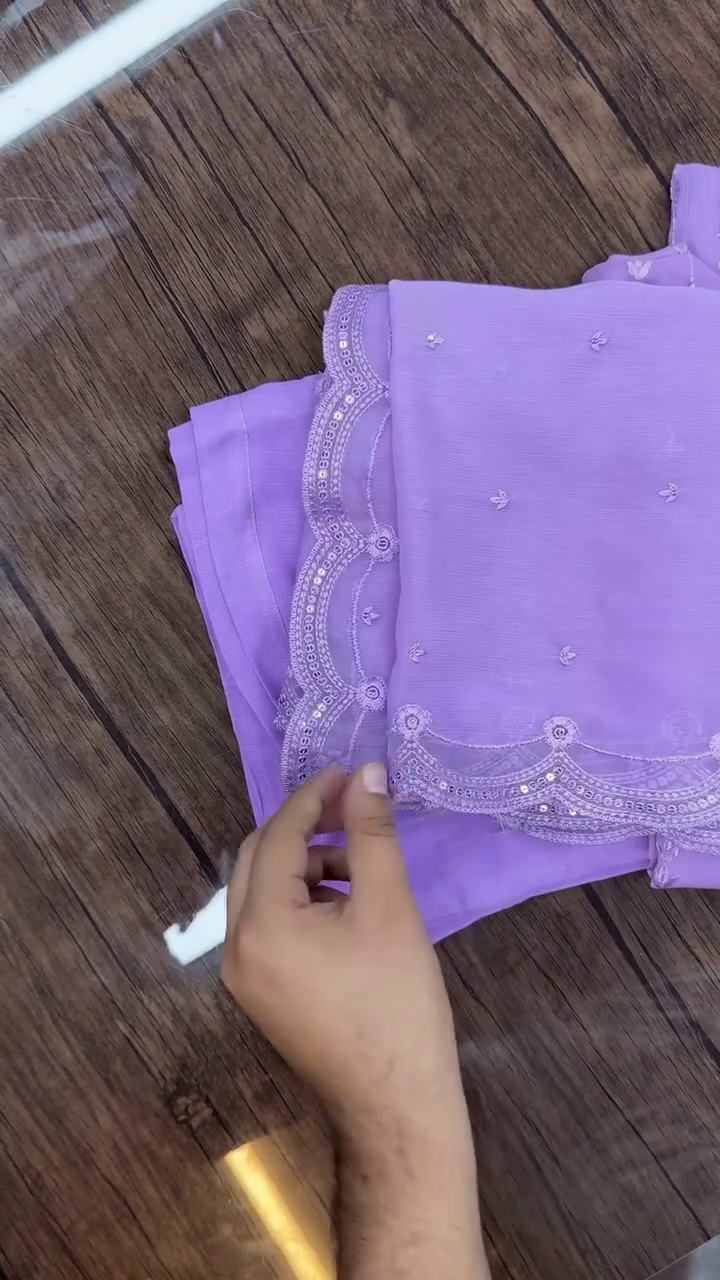 Pure Banarasi Mul Chanderi Unstitched Suit with Zari Embroidery Work - Image 12