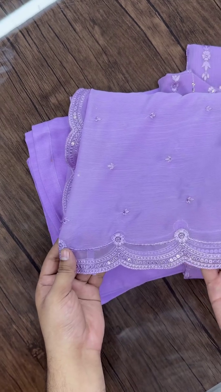 Pure Banarasi Mul Chanderi Unstitched Suit with Zari Embroidery Work - Image 11