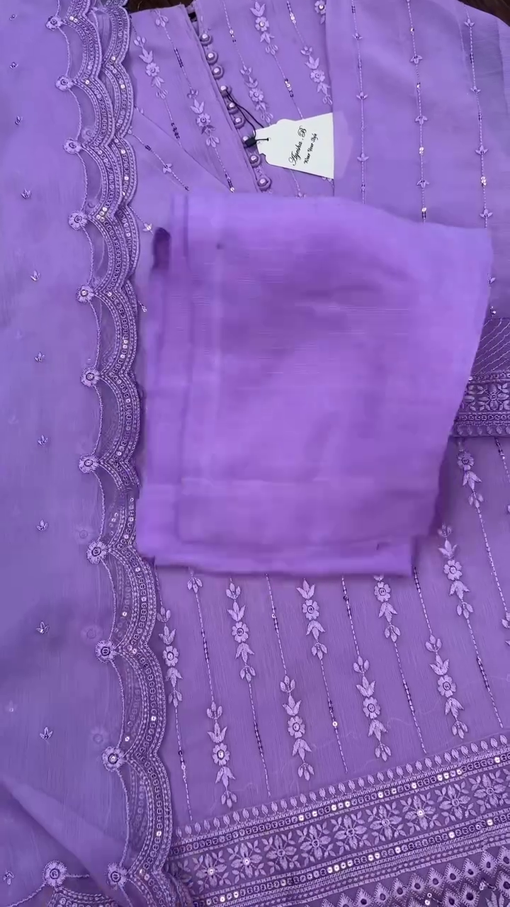 Pure Banarasi Mul Chanderi Unstitched Suit with Zari Embroidery Work - Image 2