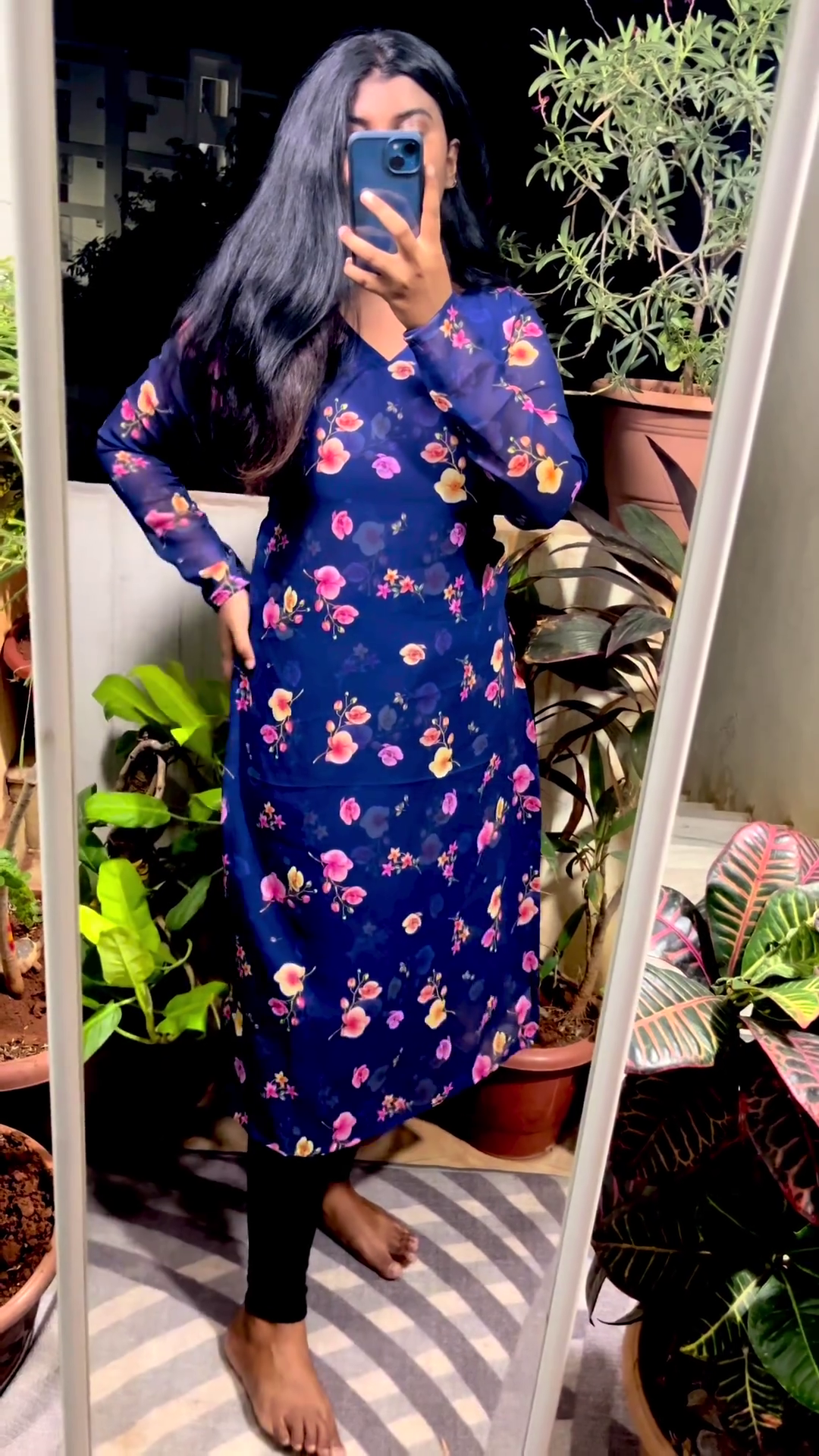 Present Floral Prtinted Georgette Black Coloured A-line Dress for Women||Gown|| - Image 4