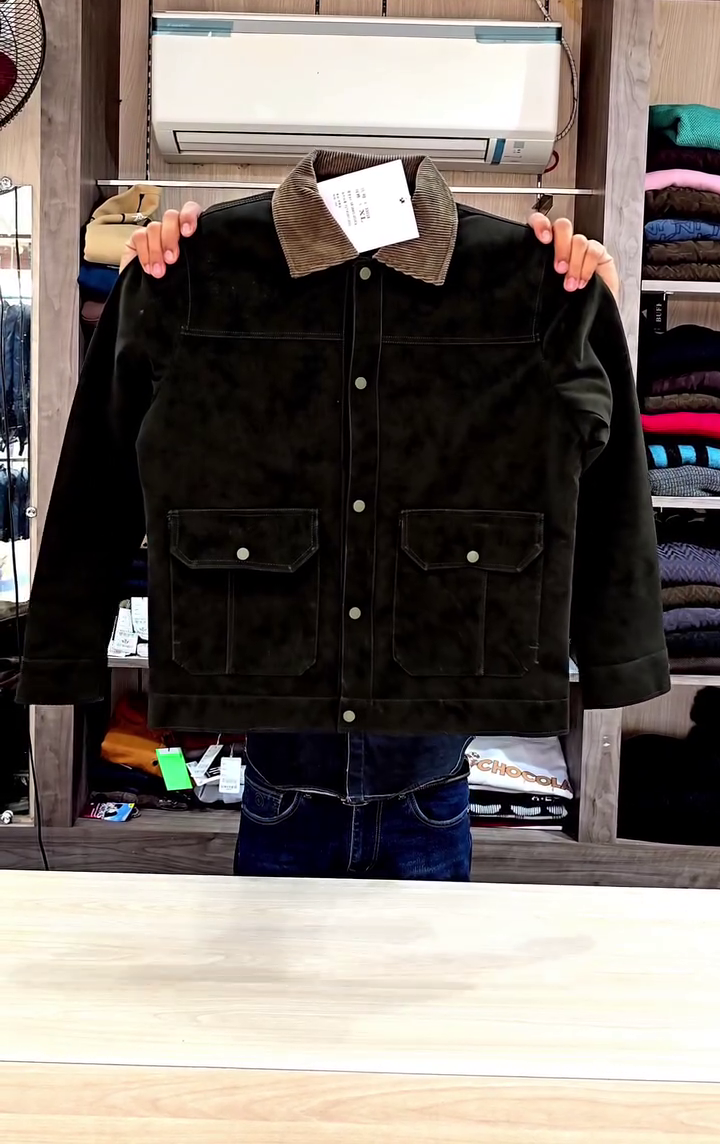 Mens Cowboy Western Soft Suede Leather Shirt - Roughout Style Suede Leather Journeyman Down Shacket Jacket - Image 6