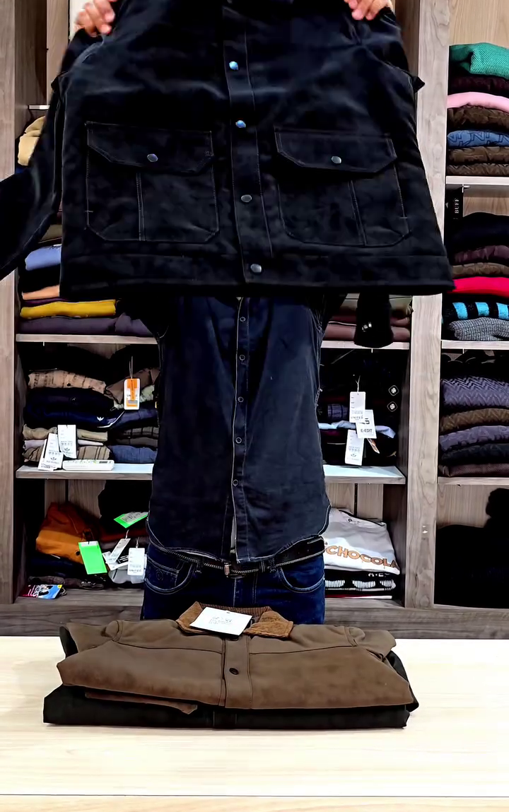 Mens Cowboy Western Soft Suede Leather Shirt - Roughout Style Suede Leather Journeyman Down Shacket Jacket - Image 4