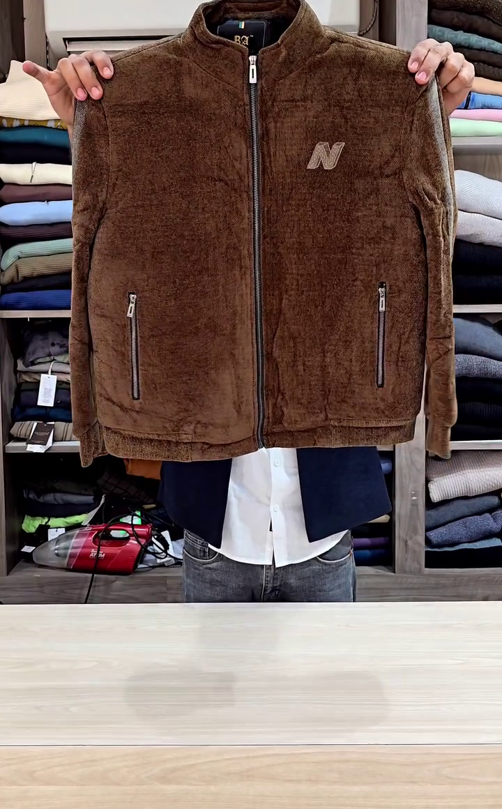 Men's Zip-Up Fleece Jacket with Contrast Stripe Detail - High Collar Sportswear - Image 3