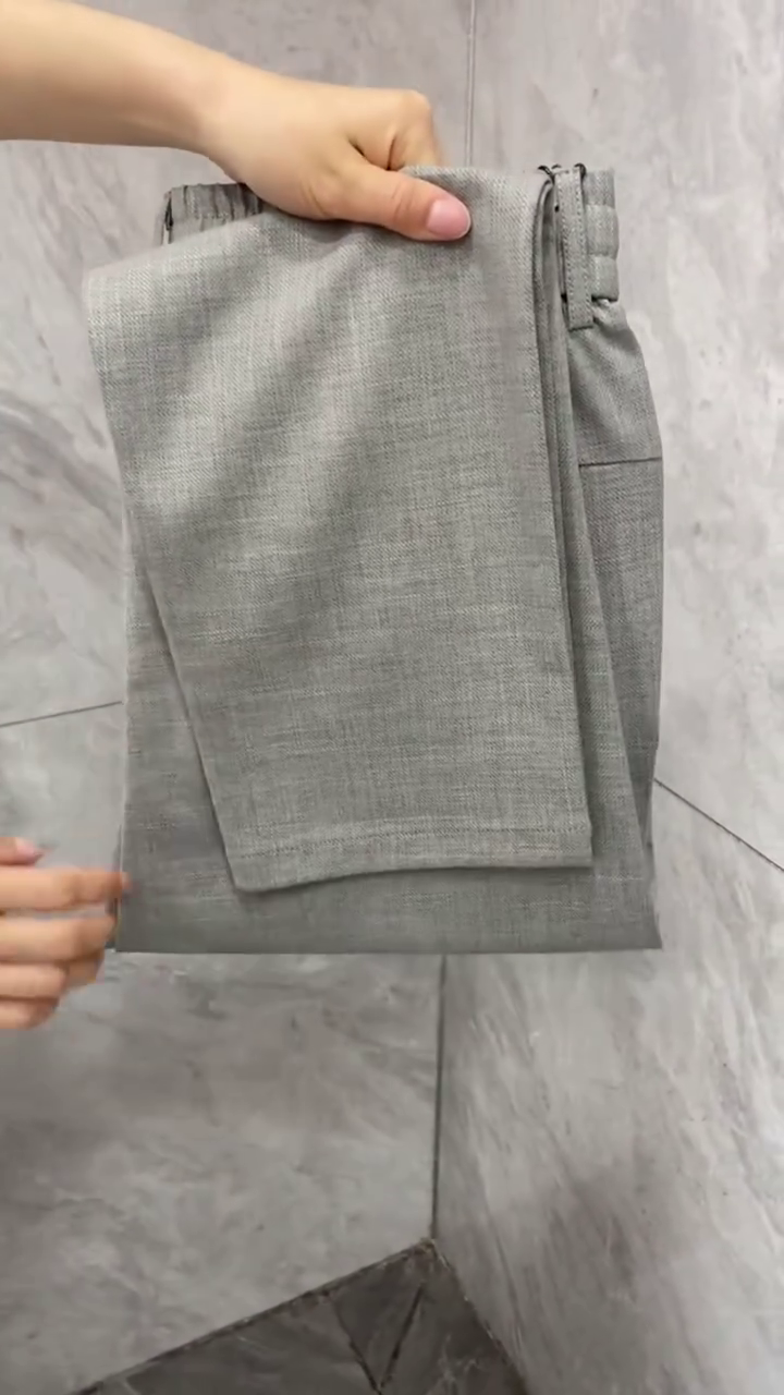 Men’s Grey Formal Stretch Trousers with Leather Accent Pockets - Image 3