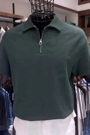 Pure Cotton Slim Fit Textured-Knit Polo T-shirt