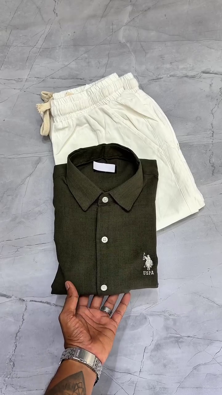 Men Manhattan Fit Spread Collar Solid Cotton Casual Shirt - Image 5