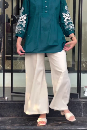 Women V-Neck Embroidered Tunic