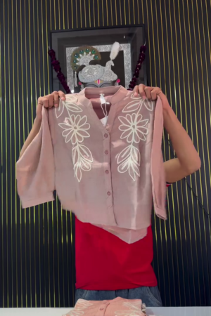 Women Comfort Fit Floral Printed Cuban Collar Cotton Casual Shirt