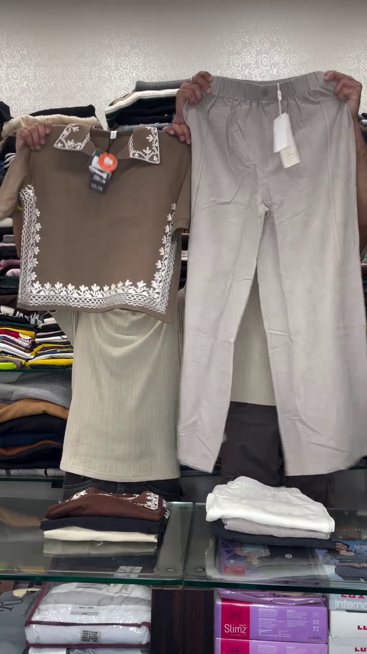 Brown Embroidered Co-ord Set