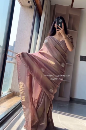 Floral Embroidered Tissue Saree