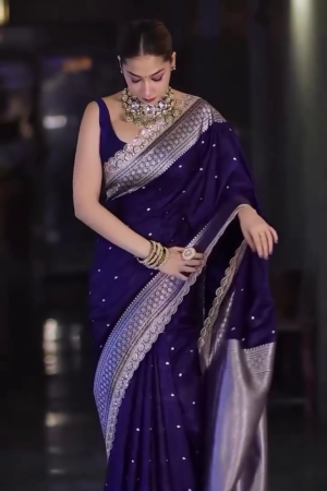 Embellished Embroidered Saree With Blouse Piece