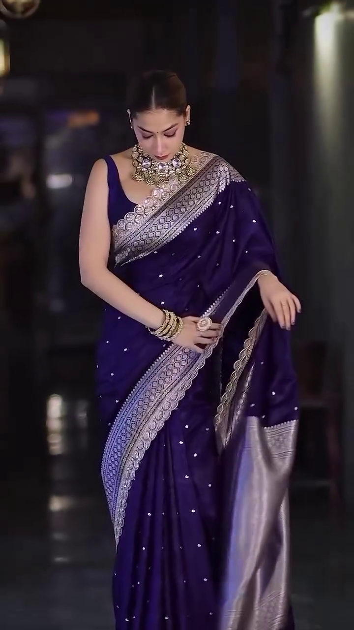 Embellished Embroidered Saree With Blouse Piece