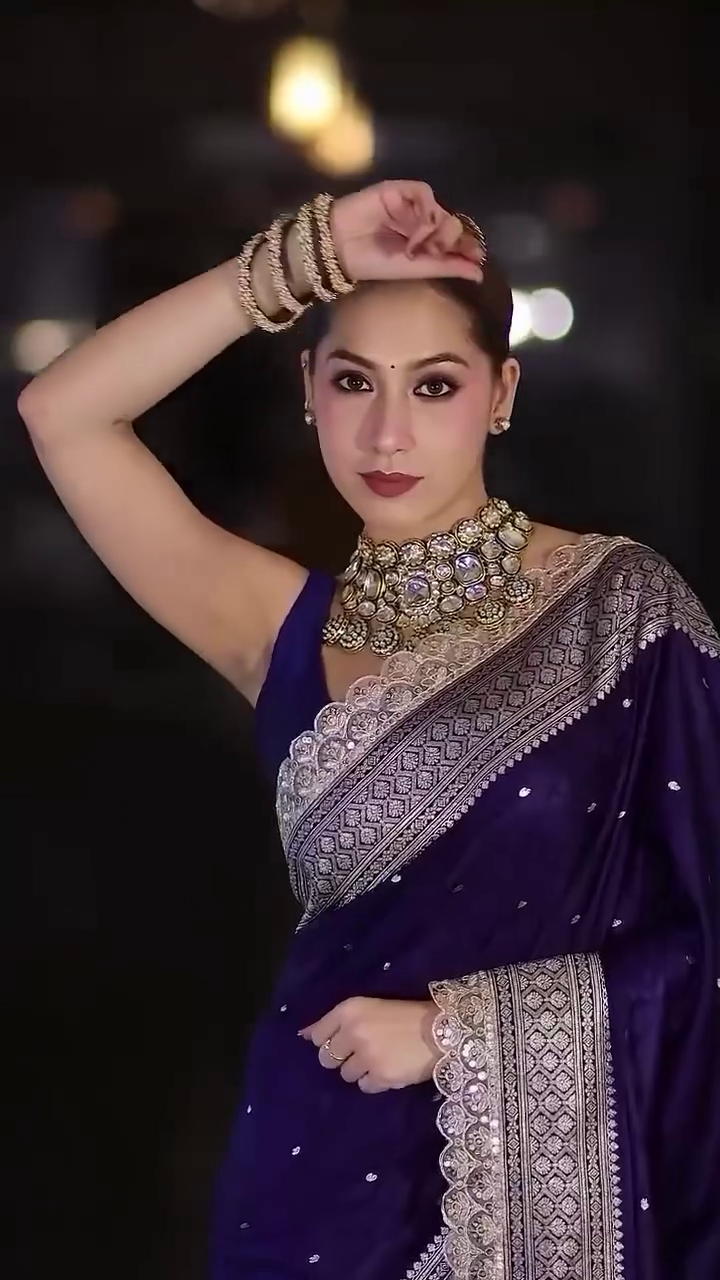 Embellished Embroidered Saree With Blouse Piece - Image 7