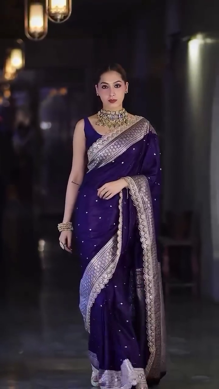 Embellished Embroidered Saree With Blouse Piece - Image 3