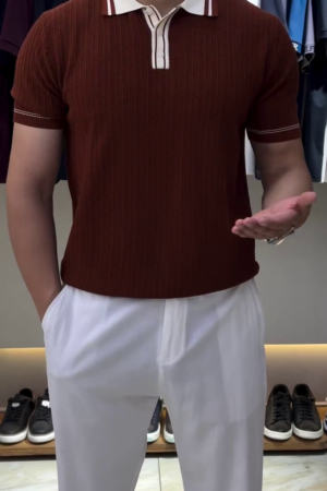 Men Polo Collar Colourblocked Cotton T-shirt