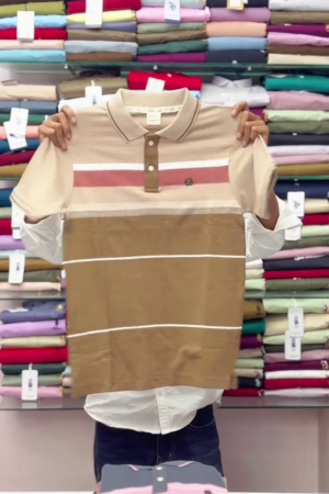 Men Colourblocked Polo Collar Cotton T-shirt