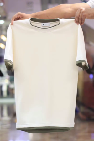 Short sleeve contrast rib T-shirt
