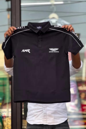 Men Brand Tape Half-Zip Polo Collar Raglan Sleeves Pure Cotton T-shirt
