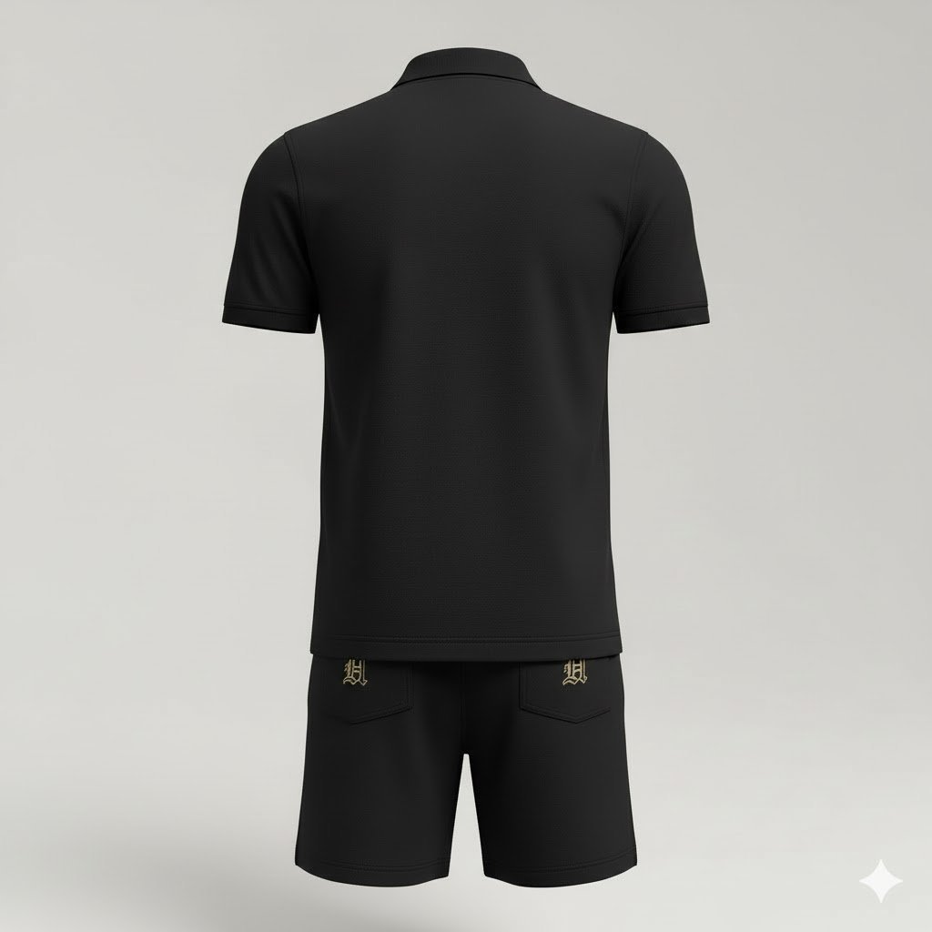 Men Solid Polo Neck Polyester Black T-Shirt - Image 3