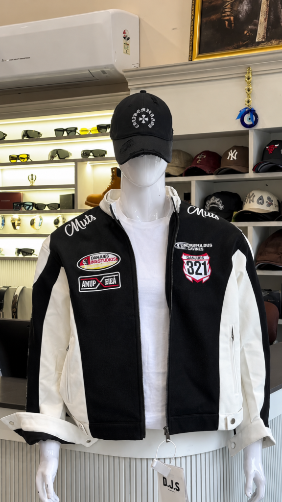 Colorblock PU Leather Racing Moto Jacket – Retro Motorcycle Streetwear