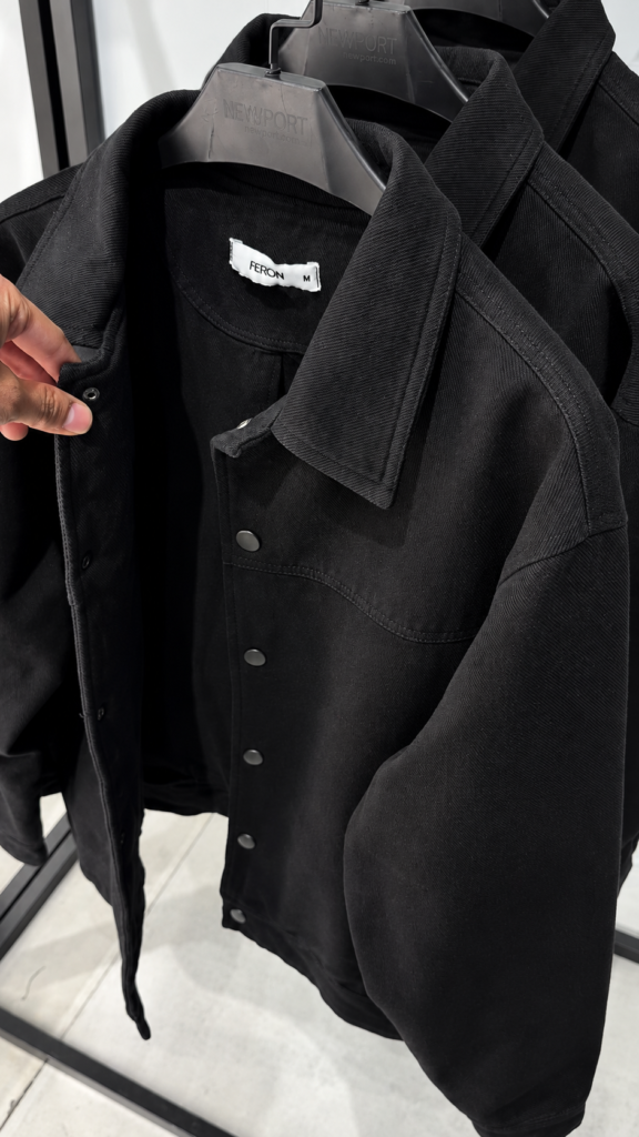 Black Snap-Button Overshirt Jacket Casual Minimalist Streetwear