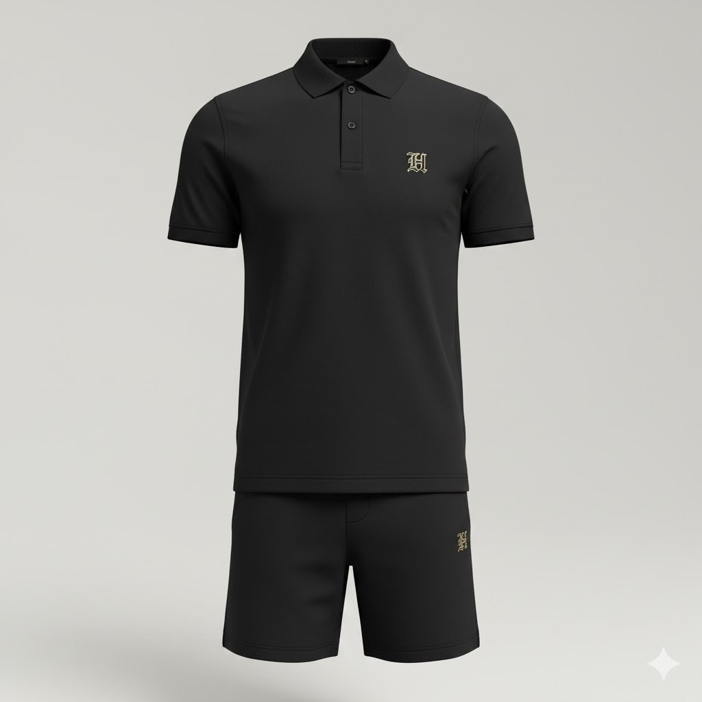 Men Solid Polo Neck Polyester Black T-Shirt - Image 2