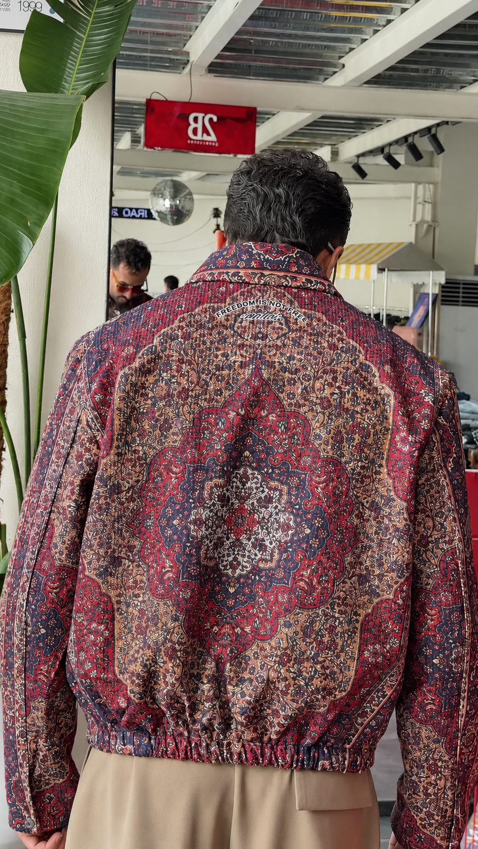 Vintage Paisley & Oriental Rug Pattern Zip-Up Jacket – Velvet Corduroy Retro Style - Image 3