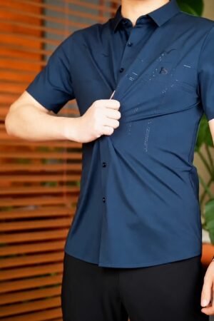 Men Blue Regular Fit Solid Half Sleeves Formal Shirt