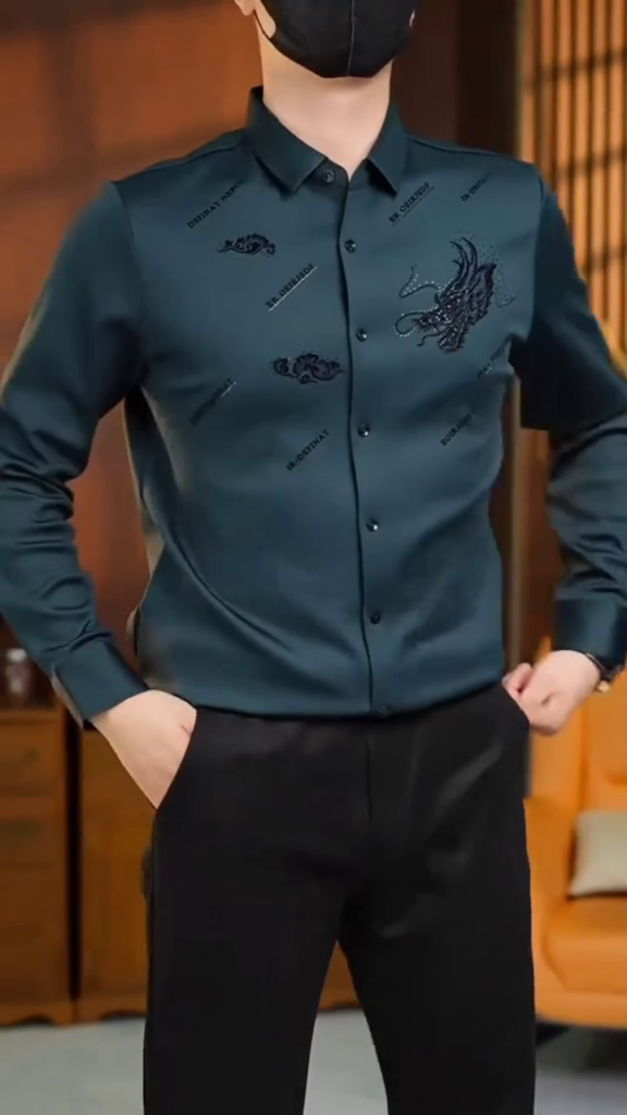 Men’s Designer Formal Shirt with Artistic Embroidery