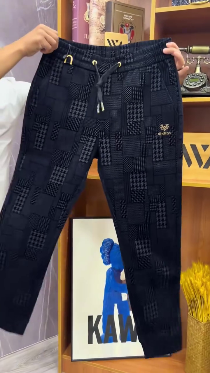 Navy Patterned Pants
